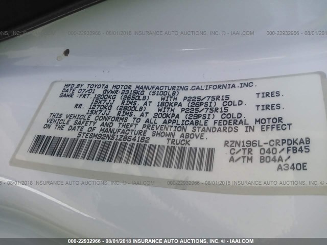 5TESM92N51Z864182 - 2001 TOYOTA TACOMA XTRACAB PRERUNNER 白色 照片 9