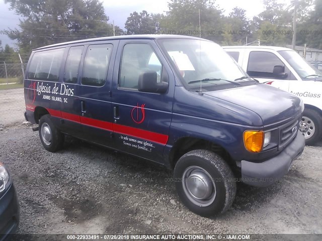 1FBNE31L55HB00450 - 2005 FORD ECONOLINE E350 SUPER DUTY WAGON BLUE photo 1