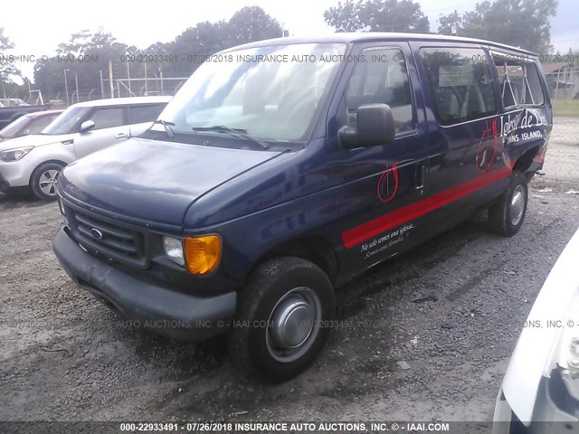 1FBNE31L55HB00450 - 2005 FORD ECONOLINE E350 SUPER DUTY WAGON BLUE photo 2