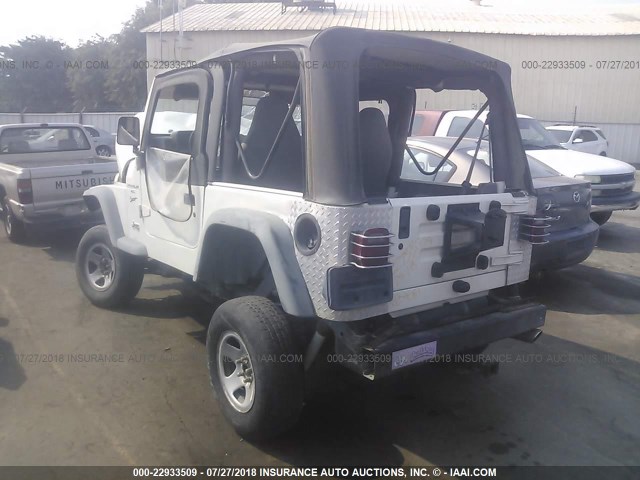 1J4FY19S8WP713607 - 1998 JEEP WRANGLER / TJ SPORT WHITE photo 3