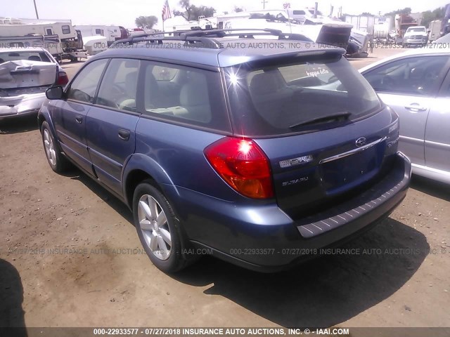 4S4BP61C176300634 - 2007 SUBARU LEGACY OUTBACK 2.5I BLUE photo 3