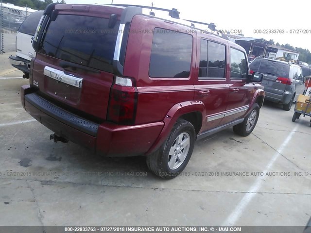 1J8HG58N76C253134 - 2006 JEEP COMMANDER LIMITED RED photo 4