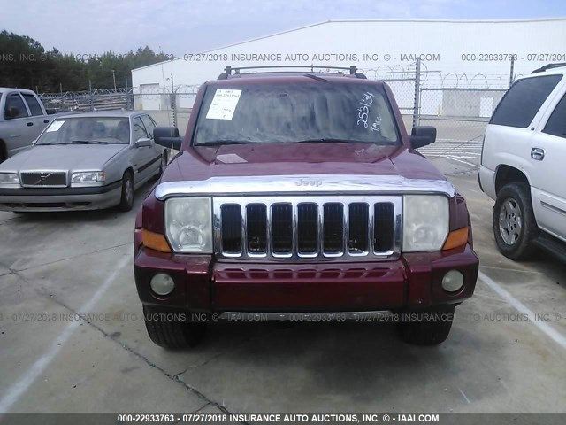 1J8HG58N76C253134 - 2006 JEEP COMMANDER LIMITED RED photo 6