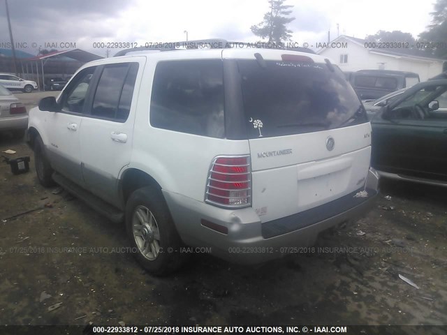 4M2ZU86W42ZJ07292 - 2002 MERCURY MOUNTAINEER  WHITE photo 3