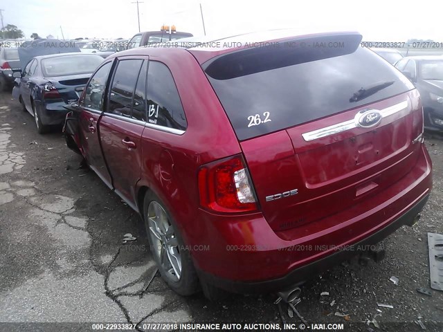 2FMDK4KC8CBA80043 - 2012 FORD EDGE LIMITED RED photo 3