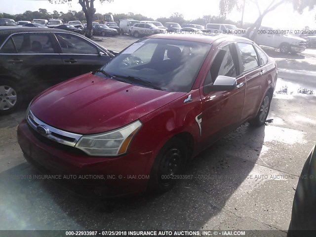 1FAHP35N58W201931 - 2008 FORD FOCUS SE/SEL/SES RED photo 2