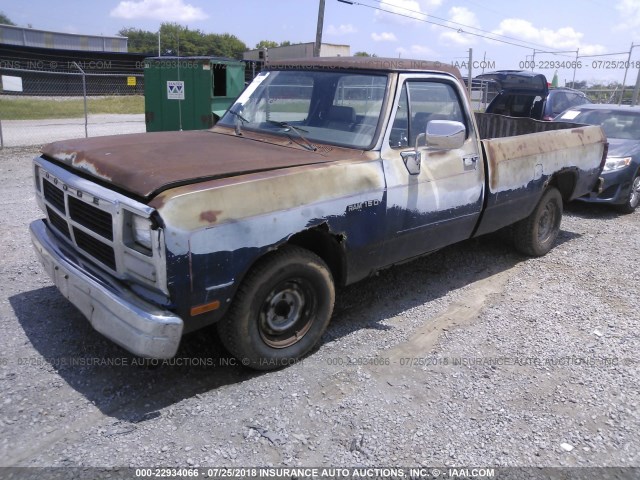 1B7HE16X9NS628150 - 1992 DODGE D-SERIES D150 GRAY photo 2