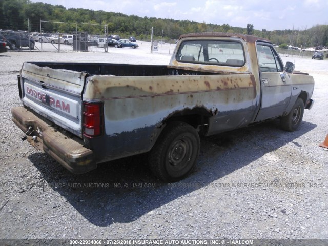 1B7HE16X9NS628150 - 1992 DODGE D-SERIES D150 GRAY photo 4