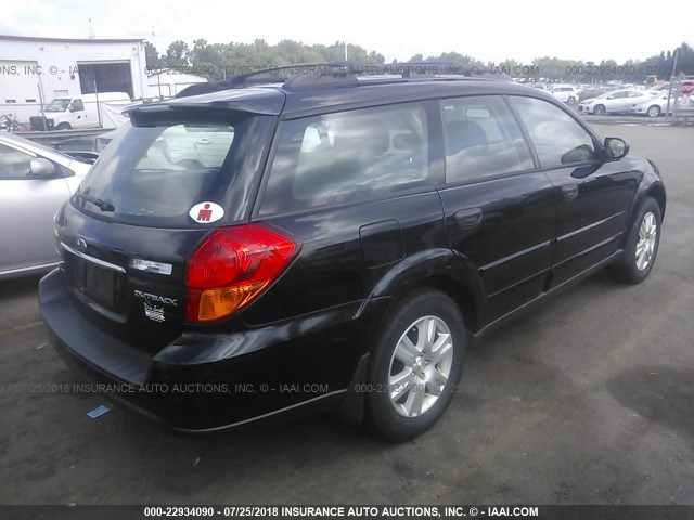 4S4BP61C657366295 - 2005 SUBARU LEGACY OUTBACK 2.5I BLACK photo 4