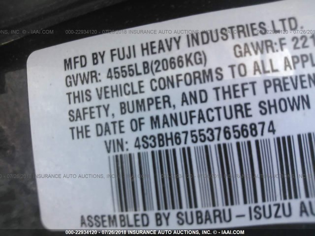 4S3BH675537656874 - 2003 SUBARU LEGACY OUTBACK AWP 蓝色 照片 9