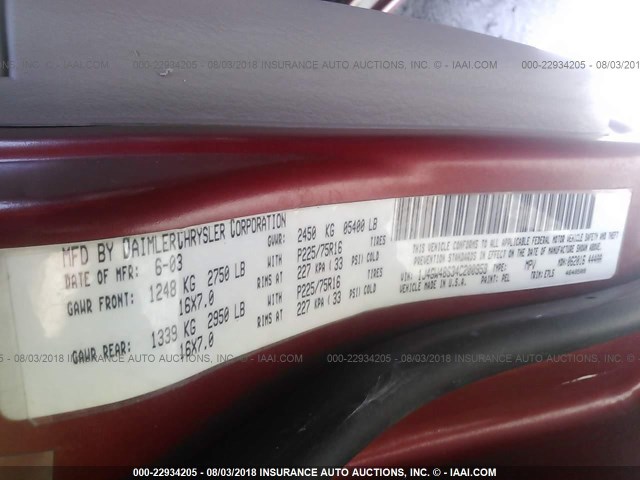 1J4GW48S34C200959 - 2004 JEEP GRAND CHEROKEE LAREDO/COLUMBIA/FREEDOM 红色 照片 9