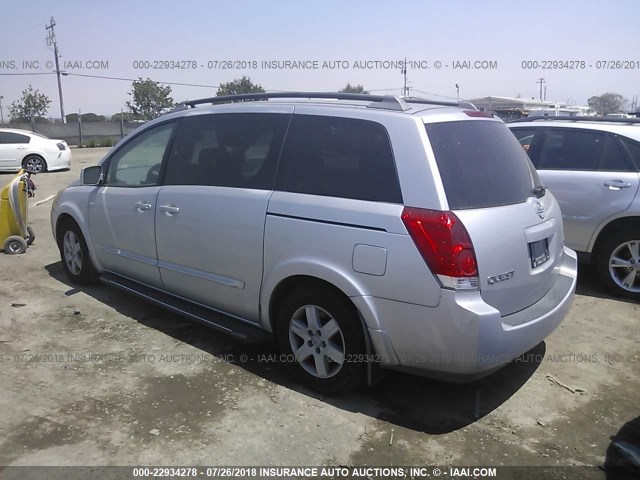 5N1BV28U04N332201 - 2004 NISSAN QUEST S/SE/SL SILVER photo 3