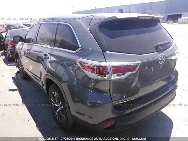 5TDJKRFH8GS318293 - 2016 TOYOTA HIGHLANDER XLE ნაცრისფერი ფოტო 3