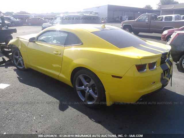 2G1FC1E33D9124438 - 2013 CHEVROLET CAMARO LT YELLOW photo 3