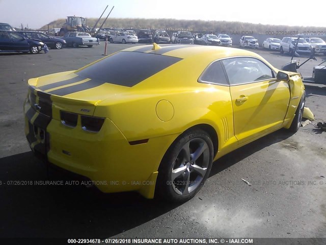 2G1FC1E33D9124438 - 2013 CHEVROLET CAMARO LT YELLOW photo 4