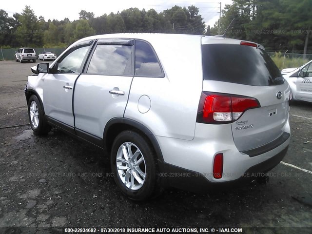 5XYKT3A61EG471371 - 2014 KIA SORENTO LX SILVER photo 3