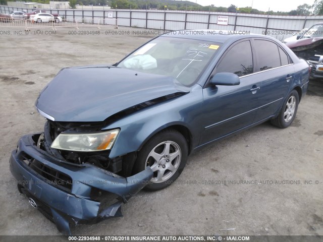 5NPEU46F86H120783 - 2006 HYUNDAI SONATA GLS/LX BLUE photo 2