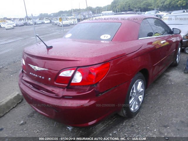 1C3LC65M88N180527 - 2008 CHRYSLER SEBRING LIMITED RED photo 4