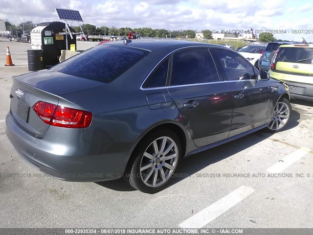 WAUEFAFL1CA118596 - 2012 AUDI A4 PREMIUM PLUS GRAY photo 4