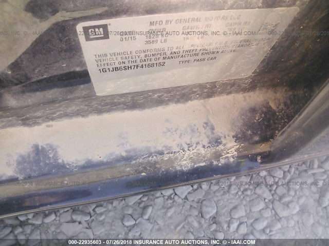 1G1JB6SH7F4168152 - 2015 CHEVROLET SONIC LS BLACK photo 9