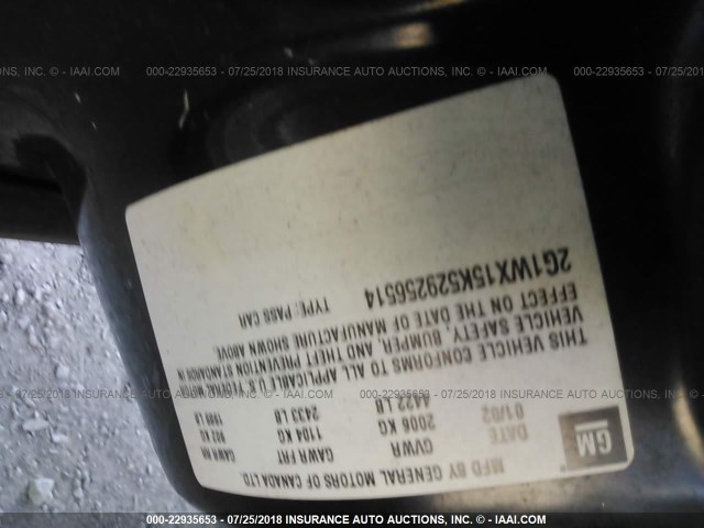 2G1WX15K529256514 - 2002 CHEVROLET MONTE CARLO SS შავი ფოტო 9