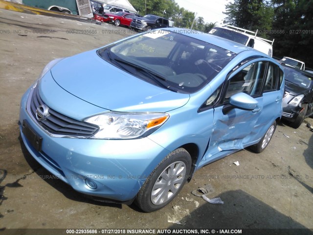 3N1CE2CP5FL442760 - 2015 NISSAN VERSA NOTE S/S PLUS/SV/SL/SR Light Blue photo 2