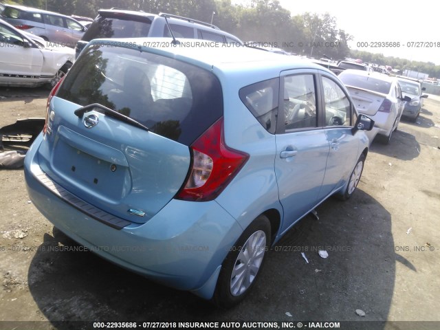 3N1CE2CP5FL442760 - 2015 NISSAN VERSA NOTE S/S PLUS/SV/SL/SR Light Blue photo 4
