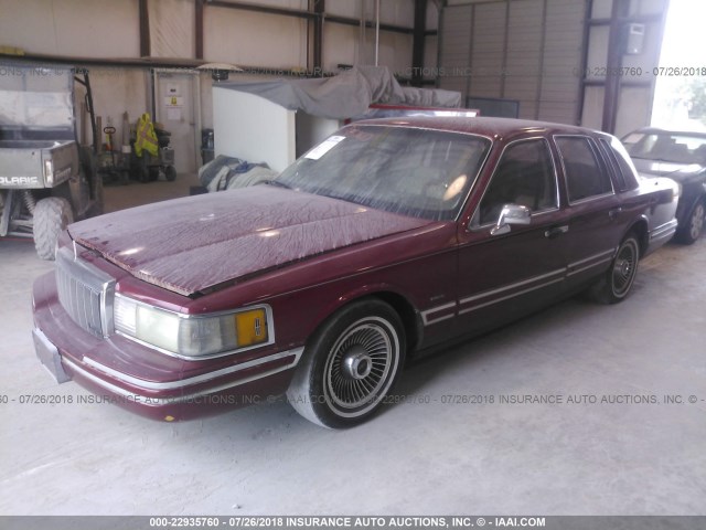 1LNCM81W4MY671466 - 1991 LINCOLN TOWN CAR EXECUTIVE RED photo 2
