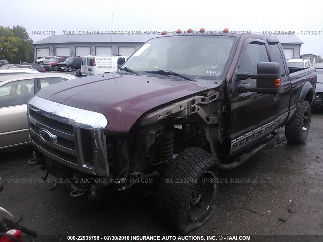 1FTWX31R18EB03771 - 2008 FORD F350 SRW SUPER DUTY MAROON photo 2