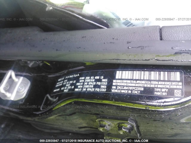 ZACCJBAT0FPC23558 - 2015 JEEP RENEGADE SPORT Սև լուսանկար 9