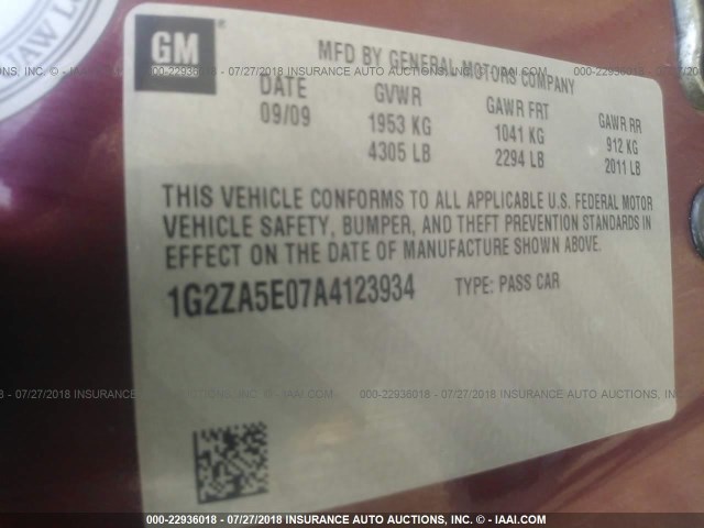 1G2ZA5E07A4123934 - 2010 PONTIAC G6 RED photo 9