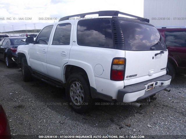 1GNEK13T95R238385 - 2005 CHEVROLET TAHOE K1500 WHITE photo 3