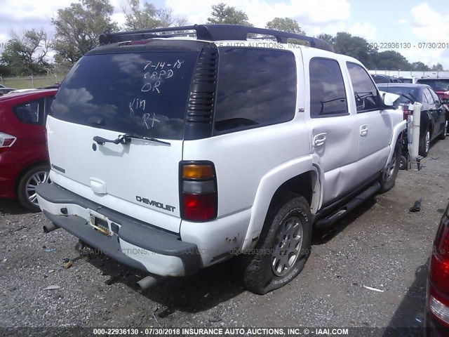 1GNEK13T95R238385 - 2005 CHEVROLET TAHOE K1500 WHITE photo 4