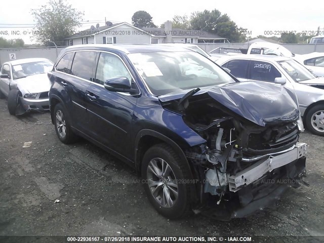 5TDJKRFH9FS142840 - 2015 TOYOTA HIGHLANDER XLE ლურჯი ფოტო 1
