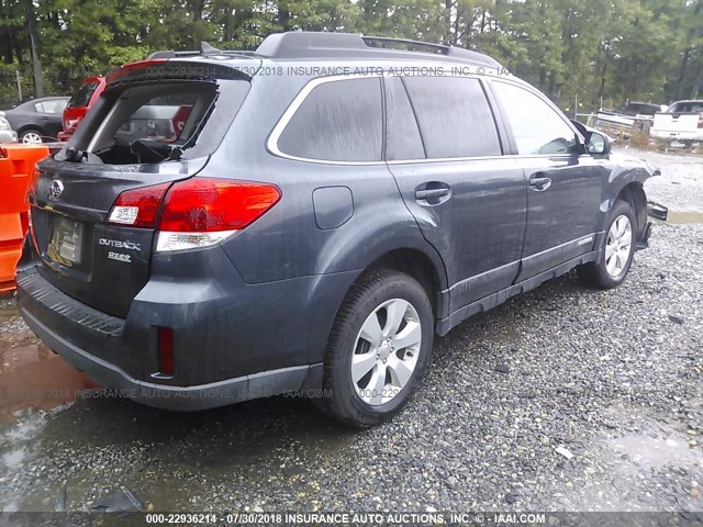 4S4BRBKC9B3342738 - 2011 SUBARU OUTBACK 2.5I LIMITED GRAY photo 4