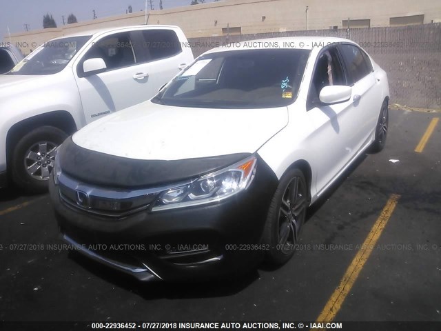 1HGCR2F56GA066348 - 2016 HONDA ACCORD SPORT WHITE photo 2