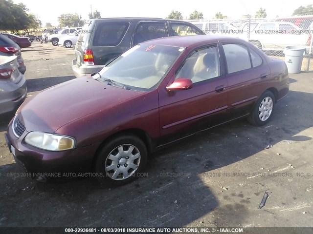 3N1CB51A22L553771 - 2002 NISSAN SENTRA GXE MAROON photo 2