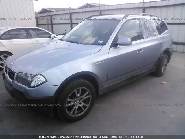 WBAPA71060WB17386 - 2006 BMW X3 BLUE photo 2