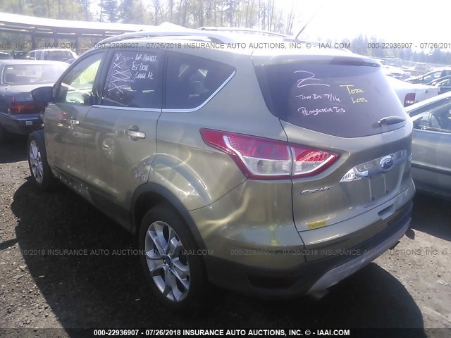 1FMCU9JX2EUB65030 - 2014 FORD ESCAPE TITANIUM GREEN photo 3