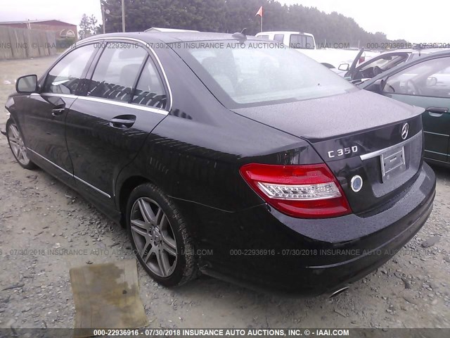 WDDGF56X28F052842 - 2008 MERCEDES-BENZ C 350 BLACK photo 3