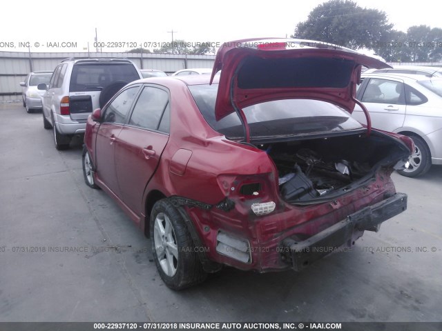 2T1BU4EEXBC677266 - 2011 TOYOTA COROLLA S/LE RED photo 3