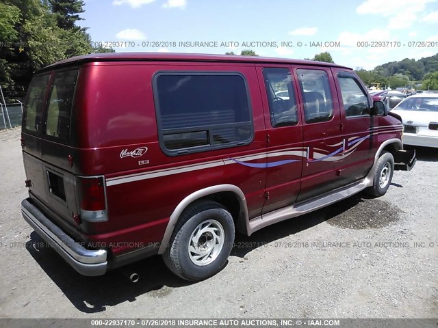 1FDRE14W3XHA85811 - 1999 FORD ECONOLINE E150 VAN RED photo 4