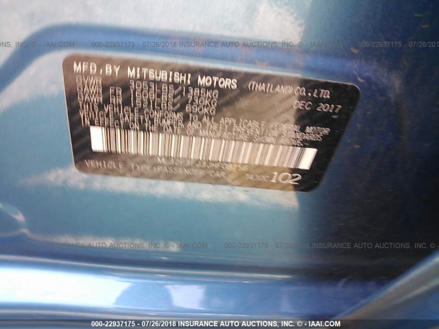 ML32F3FJ3JHF08156 - 2018 MITSUBISHI MIRAGE G4 ES Mavi foto 9