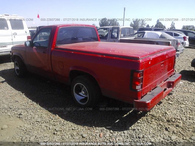 1B7FL26X2PS204265 - 1993 DODGE DAKOTA RED photo 3