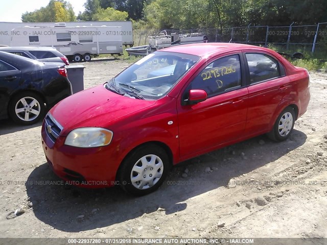 KL1TD56687B112349 - 2007 CHEVROLET AVEO LS RED photo 2