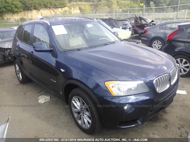 5UXWX9C58E0D28051 - 2014 BMW X3 XDRIVE28I BLUE photo 1