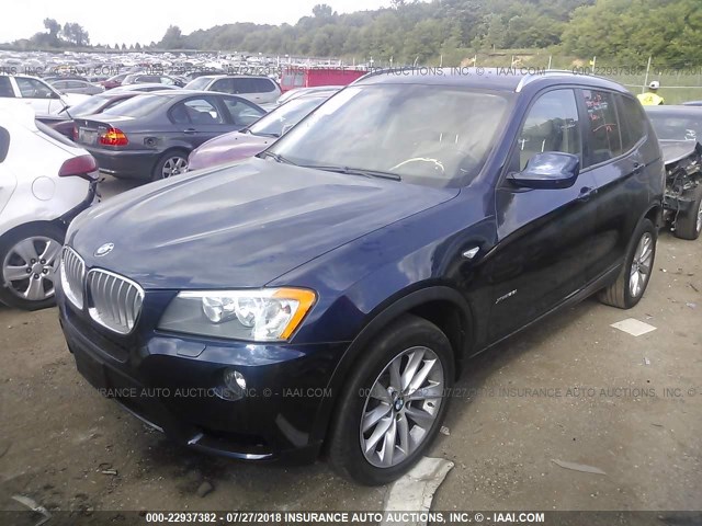 5UXWX9C58E0D28051 - 2014 BMW X3 XDRIVE28I BLUE photo 2