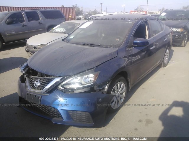 3N1AB7AP6HY324190 - 2017 NISSAN SENTRA S/SV/SR/SL BLUE photo 2