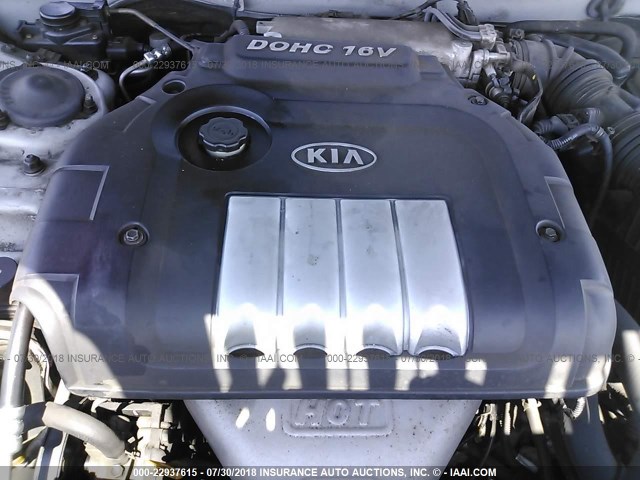 KNAGD126035244892 - 2003 KIA OPTIMA LX/SE SILVER photo 10