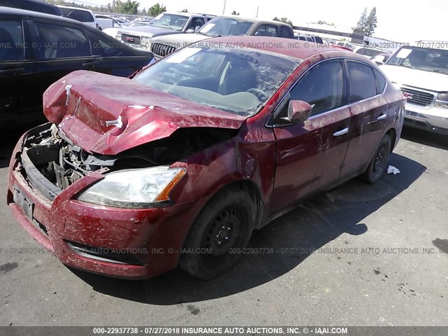 3N1AB7AP3DL699560 - 2013 NISSAN SENTRA S/SV/SR/SL RED photo 2